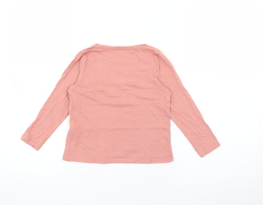 RTR Girls Pink Cotton Pullover T-Shirt Size 5 Years Crew Neck - Squirrel