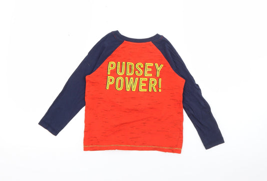 George Boys Red Crew Neck Cotton Pullover Jumper Size 2-3 Years - Pudsey