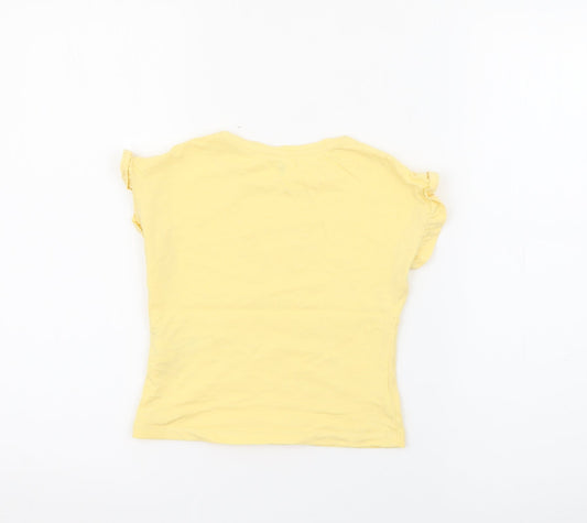 RTR Girls Yellow Cotton Pullover T-Shirt Size 5 Years Crew Neck - Good Vibes