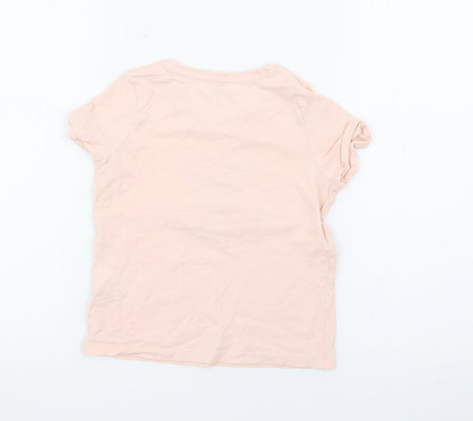 RTR Girls Pink Cotton Pullover T-Shirt Size 5 Years Crew Neck - Paris
