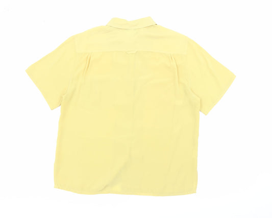 Complete Essentials Womens Yellow Polyester Basic Button-Up Size L Collared