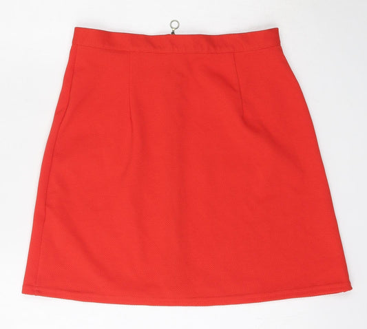 Atmosphere Womens Red Polyester A-Line Skirt Size 12 Zip