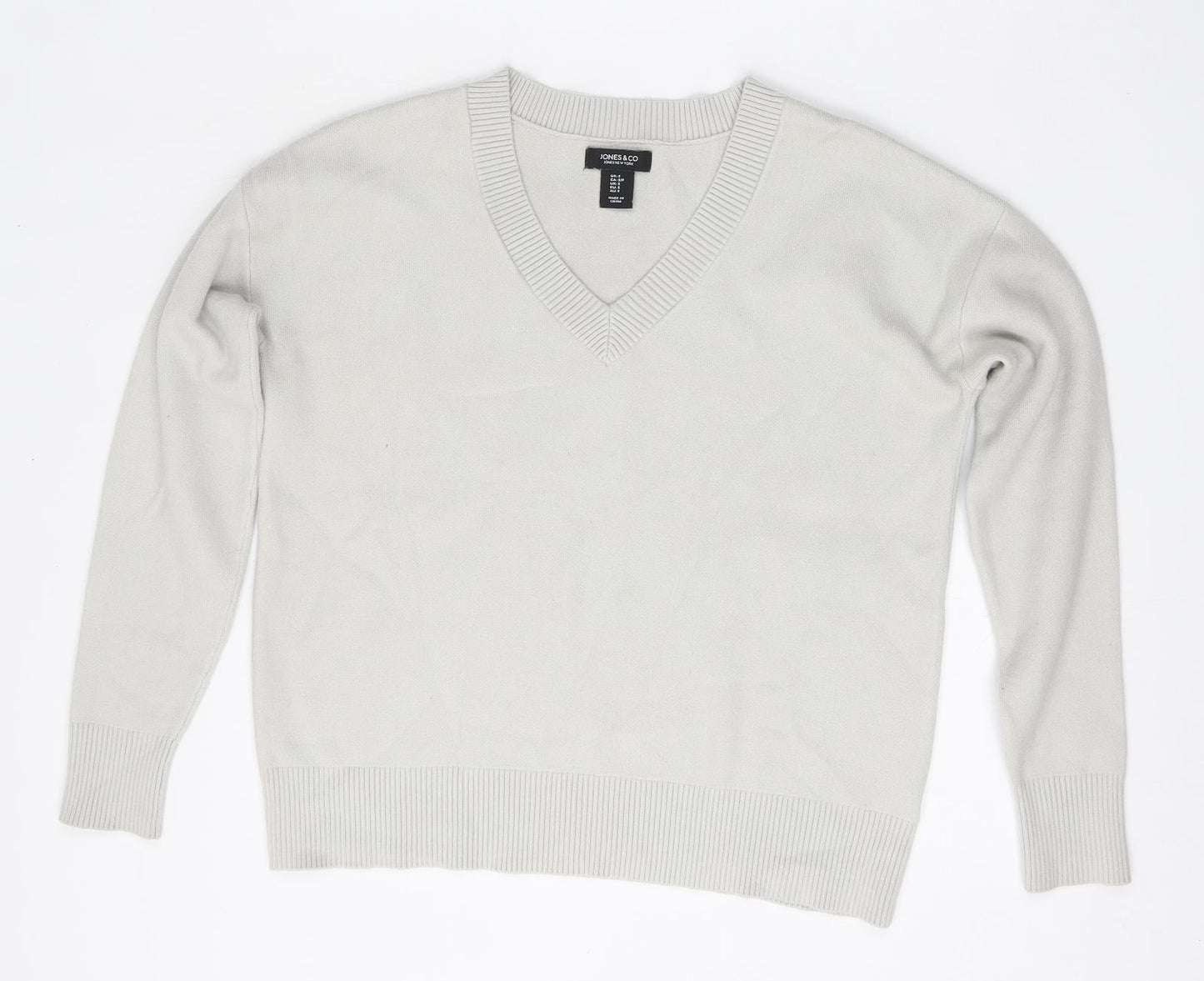 Jones and Co Womens Grey V-Neck Viscose Cardigan Jumper Size S