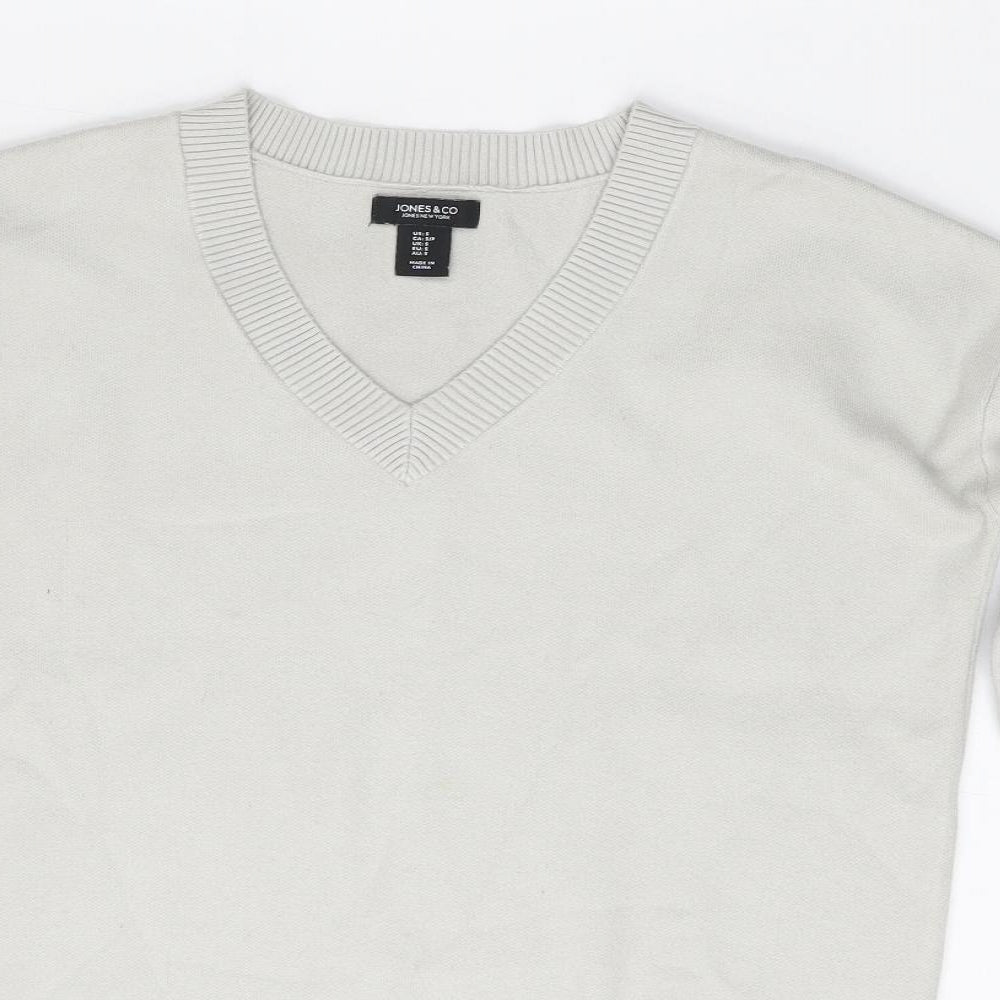 Jones and Co Womens Grey V-Neck Viscose Cardigan Jumper Size S