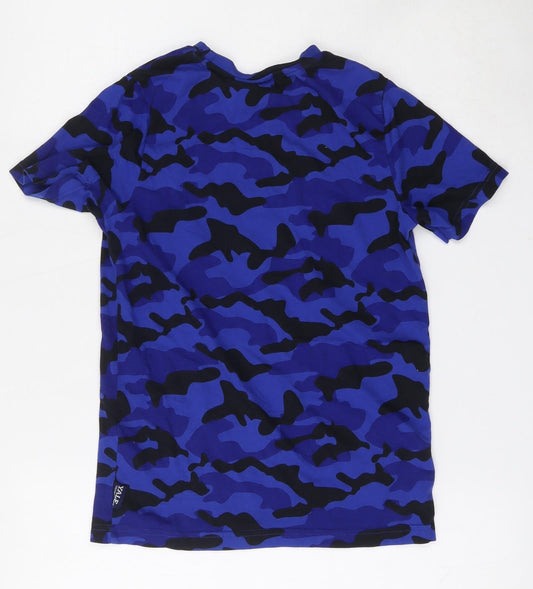 Yale Boys Blue Camouflage Cotton Basic T-Shirt Size 9-10 Years Round Neck - Yale University