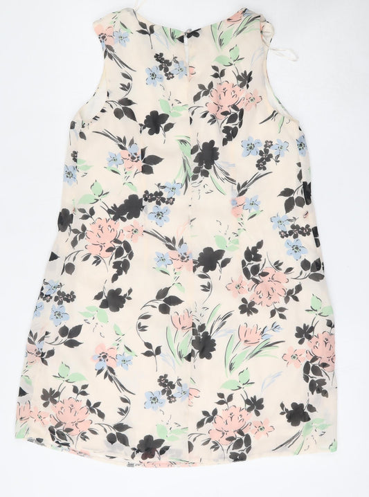 Primark Womens Multicoloured Floral Polyester Shift Size 12 Boat Neck