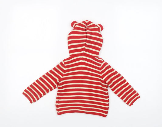 Gap Baby Red Striped Cotton Cardigan Jumper Size 12-18 Months Button