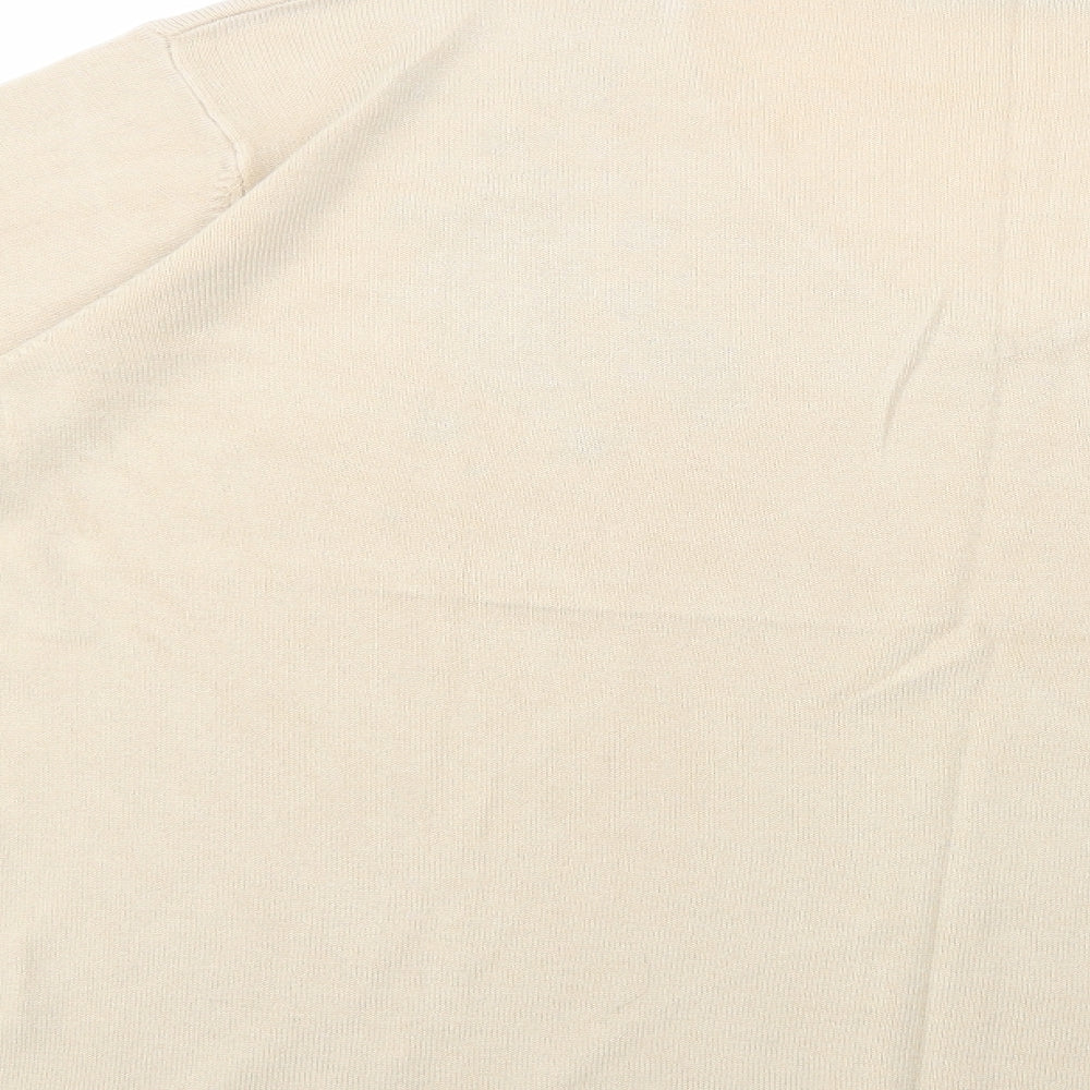 Cashmasoft Womens Beige V-Neck Acrylic Pullover Jumper Size XL