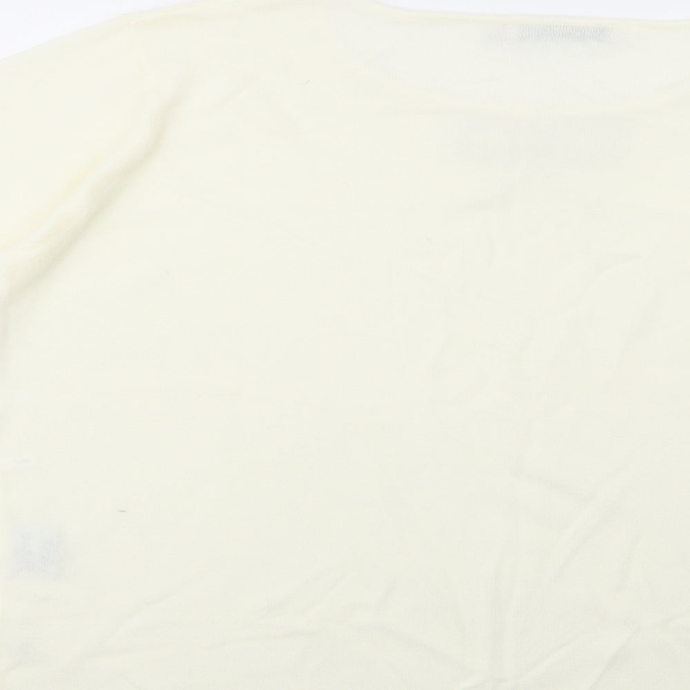Cashmasoft Womens Ivory Boat Neck Acrylic Pullover Jumper Size XL - Embellished Neckline