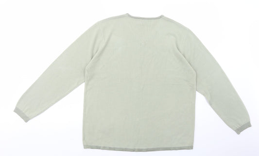 Amoretti Womens Green V-Neck Acrylic Pullover Jumper Size L