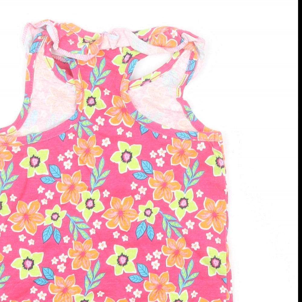Early Days Baby Pink Floral 100% Cotton Basic Tank Size 18-24 Months Round Neck Pullover