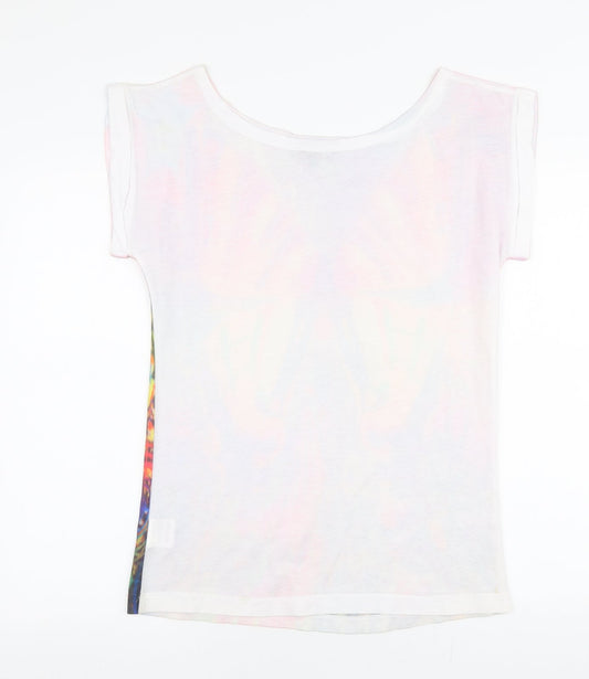 Tsega Womens Multicoloured Polyester Jersey T-Shirt Size S Boat Neck - Butterfly