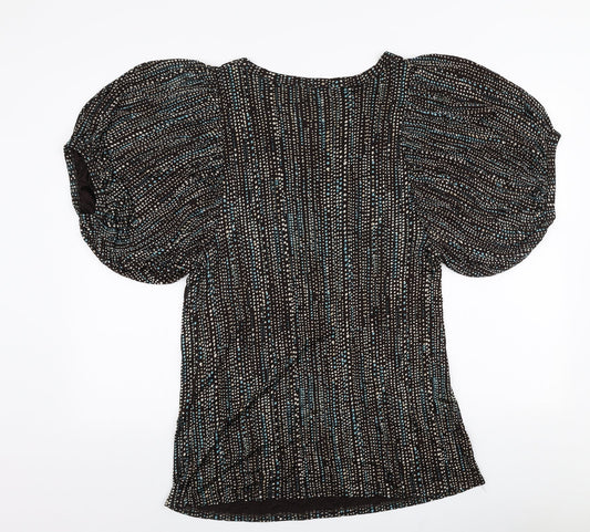 Topshop Womens Multicoloured Geometric Viscose A-Line Size 10 V-Neck Pullover