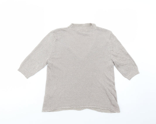 Topshop Womens Gold Viscose Basic Blouse Size 12 V-Neck