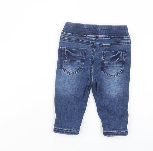 Primark Baby Blue Cotton Jogger Jeans Size 3-6 Months Drawstring