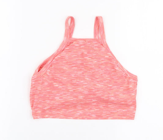 Missy Empire Womens Pink Polyester Cropped Tank Size 10 High Neck