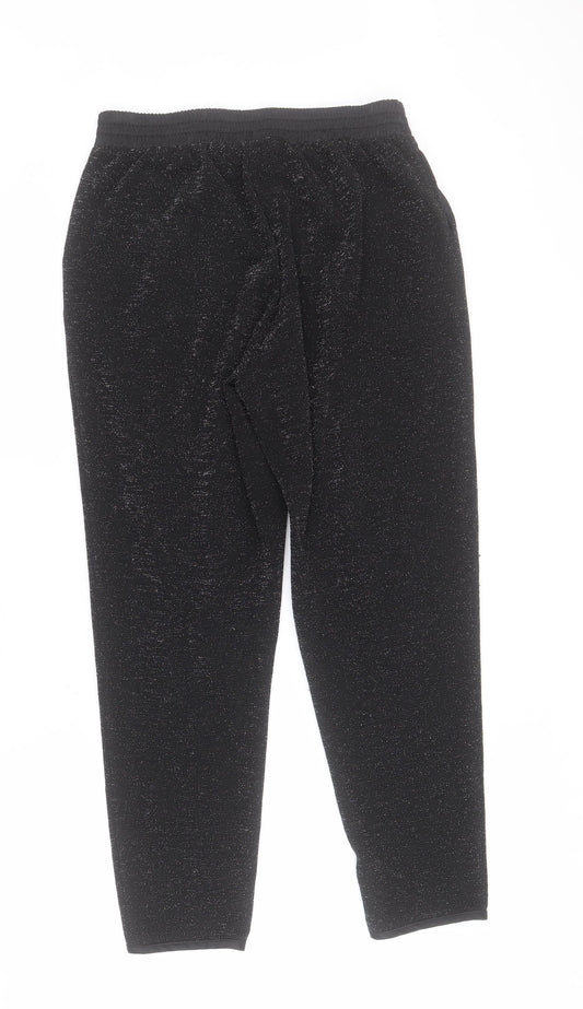 George Womens Black Polyester Carrot Trousers Size 10 L25 in Regular Drawstring