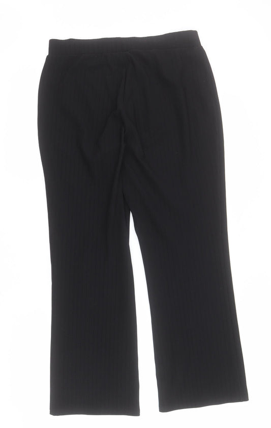 Matalan Womens Black Polyester Cropped Trousers Size 12 L27 in Regular - Ribbed