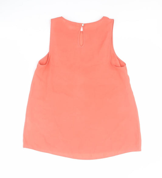Primark Womens Orange Polyester Basic Tank Size 10 Square Neck