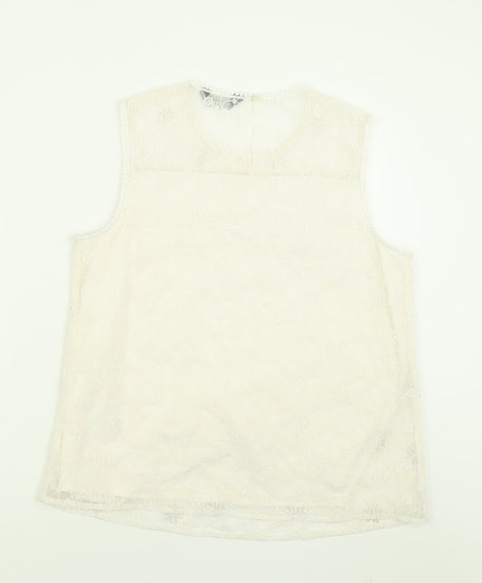 Dorothy Perkins Womens Ivory Nylon Basic Tank Size 14 Crew Neck