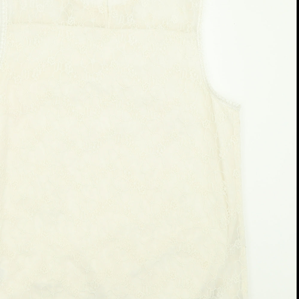 Dorothy Perkins Womens Ivory Nylon Basic Tank Size 14 Crew Neck