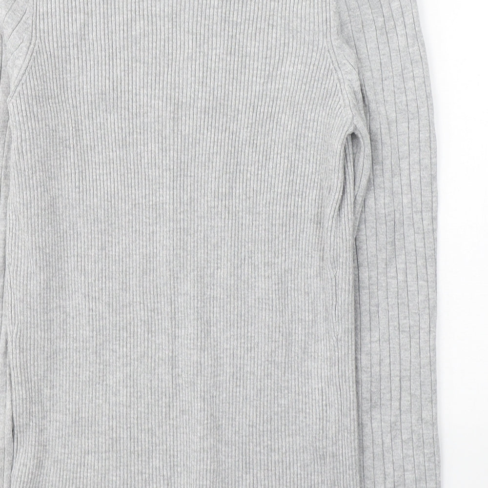 New Look Womens Grey Round Neck Cotton Pullover Jumper Size 16
