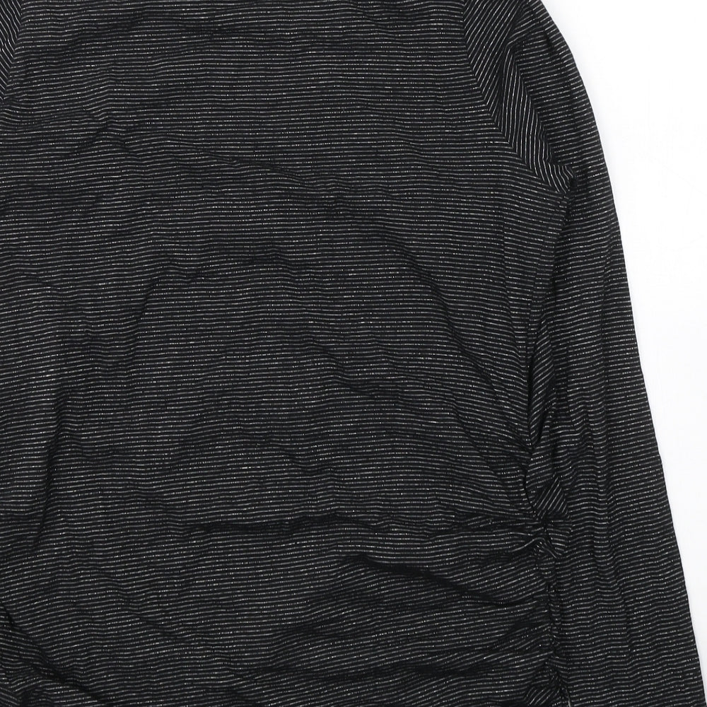 Blooming Marvellous Womens Black Striped Cotton Basic T-Shirt Size M Round Neck