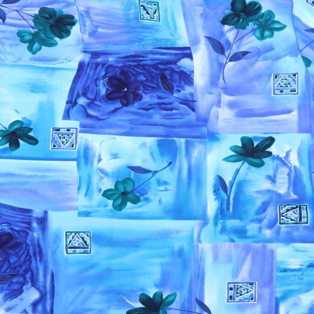 Maggie Sweet Womens Blue Geometric Polyester Basic T-Shirt Size XL Round Neck