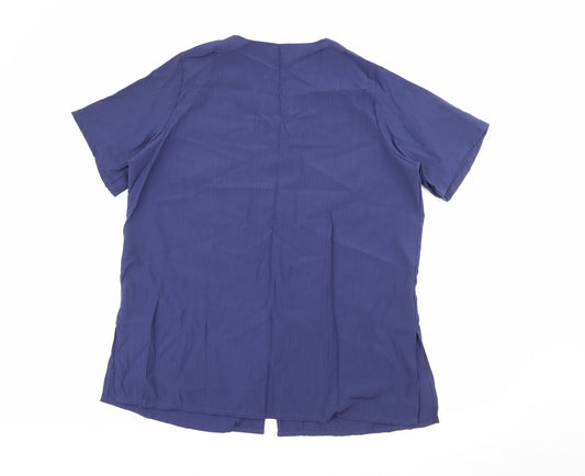 Preworn Womens Blue Viscose Basic Button-Up Size 16 V-Neck