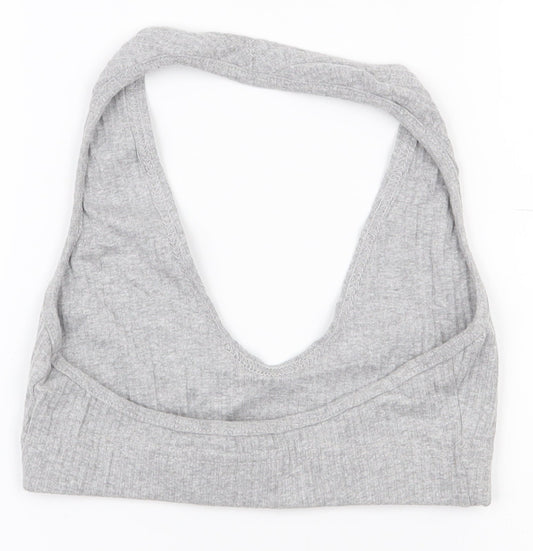 Misguided Womens Grey Polyester Cropped Tank Size 6 Halter