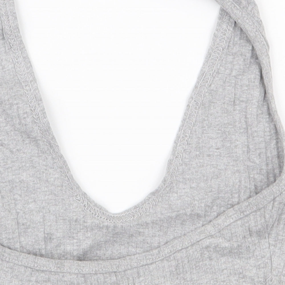 Misguided Womens Grey Polyester Cropped Tank Size 6 Halter