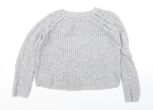 H&M Girls Grey Round Neck Acrylic Pullover Jumper Size 11-12 Years