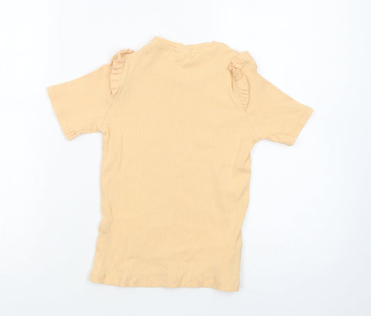 Zara Girls Yellow Cotton Pullover T-Shirt Size 11-12 Years Crew Neck Pullover