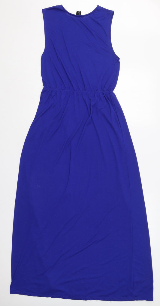 H&M Womens Blue Polyester Maxi Size S Round Neck Pullover