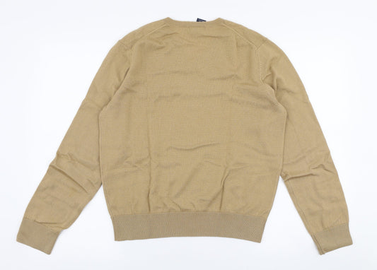 Gap Mens Beige V-Neck Wool Pullover Jumper Size M