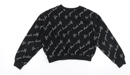 Primark Girls Black Cotton Pullover Sweatshirt Size 9-10 Years Pullover - Be your best self