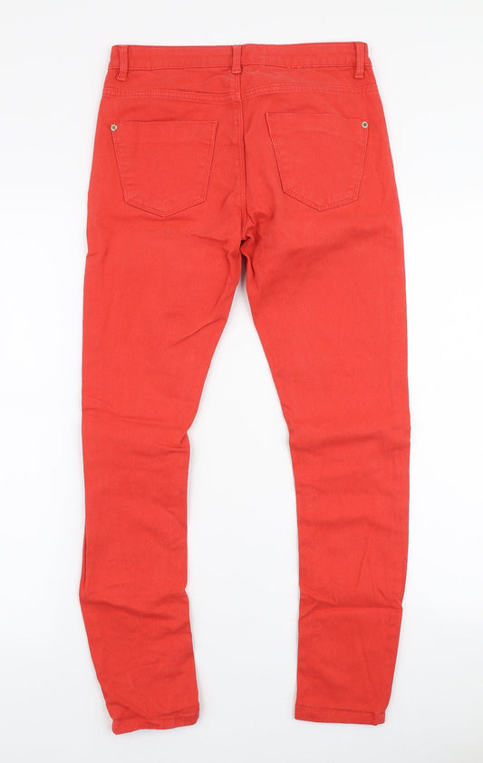 Topshop Womens Red Cotton Skinny Jeans Size 28 in L28 in Slim Zip