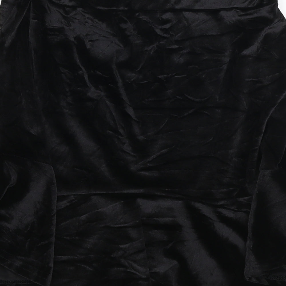 PRETTYLITTLETHING Womens Black Polyester A-Line Skirt Size 8