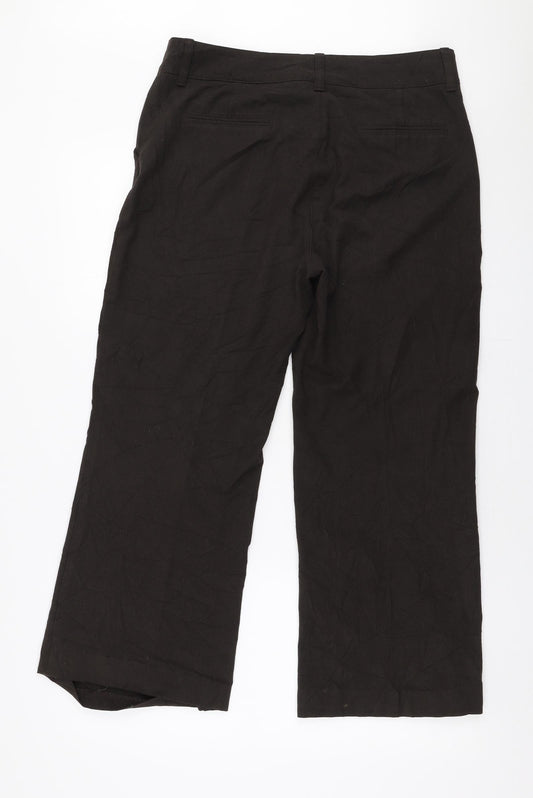 Per Una Womens Brown Polyester Trousers Size 14 L26 in Regular Zip