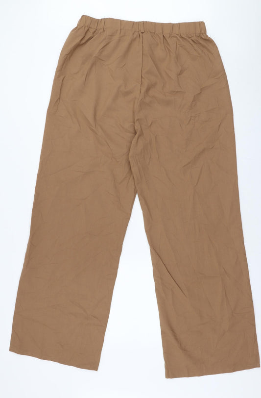 Zanzea Womens Brown Polyester Trousers Size 3XL L30 in Regular