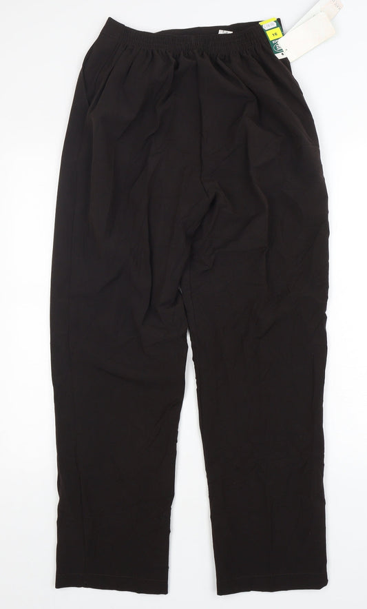 Preworn Mens Black Polyester Trousers Size 16 L29 in Regular