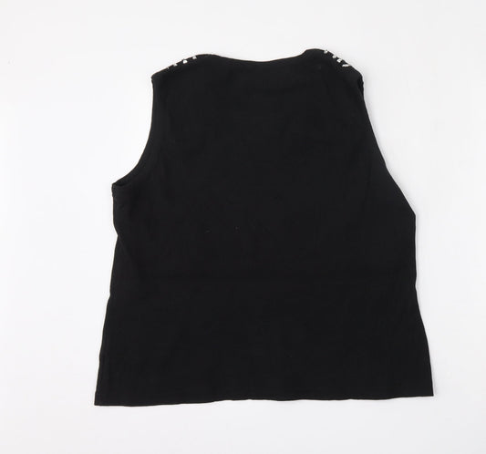 Anonymous Womens Black Round Neck Cotton Vest Jumper Size XL