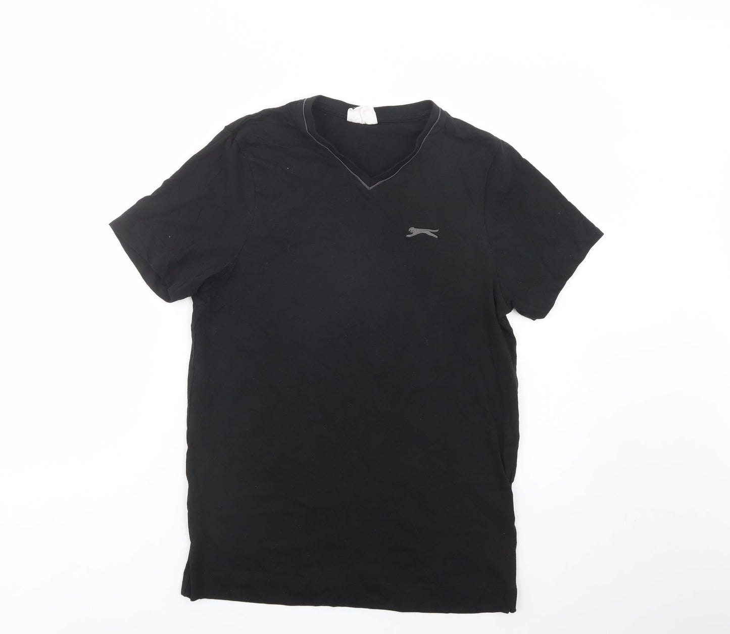 Slazenger Mens Black Cotton T-Shirt Size S V-Neck