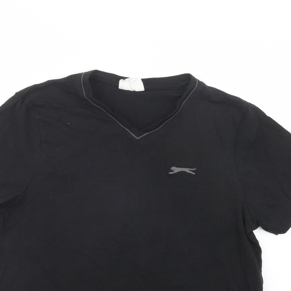 Slazenger Mens Black Cotton T-Shirt Size S V-Neck
