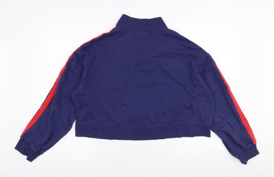H&M Womens Blue Cotton Pullover Sweatshirt Size L Zip