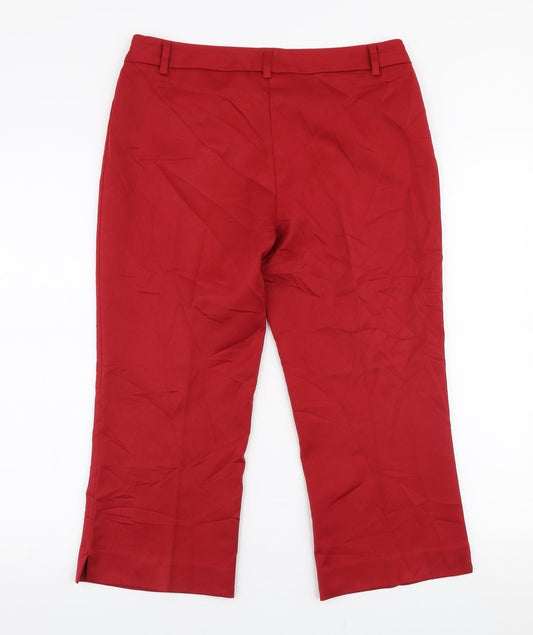 Sisley Womens Red Polyester Capri Trousers Size M L21 in Regular Zip