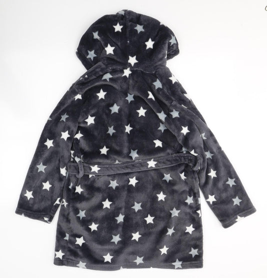 New Look Girls Grey Geometric Polyester Kimono Robe Size S Tie