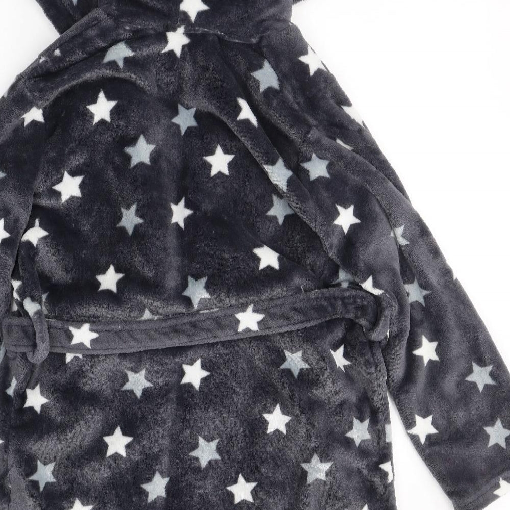 New Look Girls Grey Geometric Polyester Kimono Robe Size S Tie