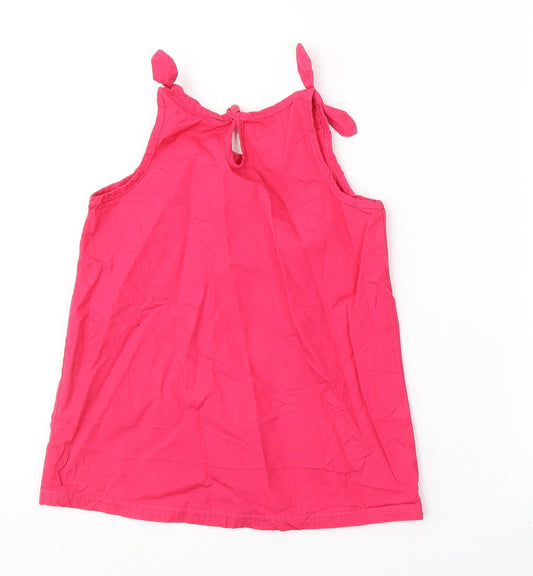 Lily&Dan Girls Pink Cotton Basic Tank Size 7-8 Years Round Neck Pullover
