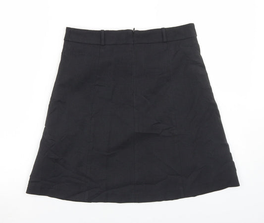 Zero Womens Black Polyester Flare Skirt Size 30 in Zip